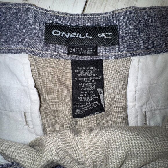 O'Neill Mens Casual Chino Shorts Size 34 Tan Glen Plaid Golf Skate Y2K - Picture 3 of 7